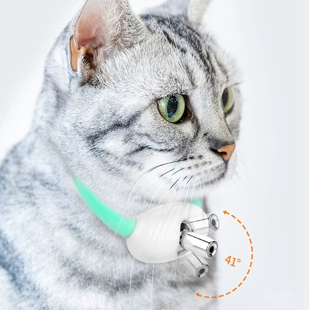 Wearable Automatic Cat Toys with LED Lights Electric Smart Amusing Collar for Kitten Interactive Cat Toys for Indoor Cats Pet Ex